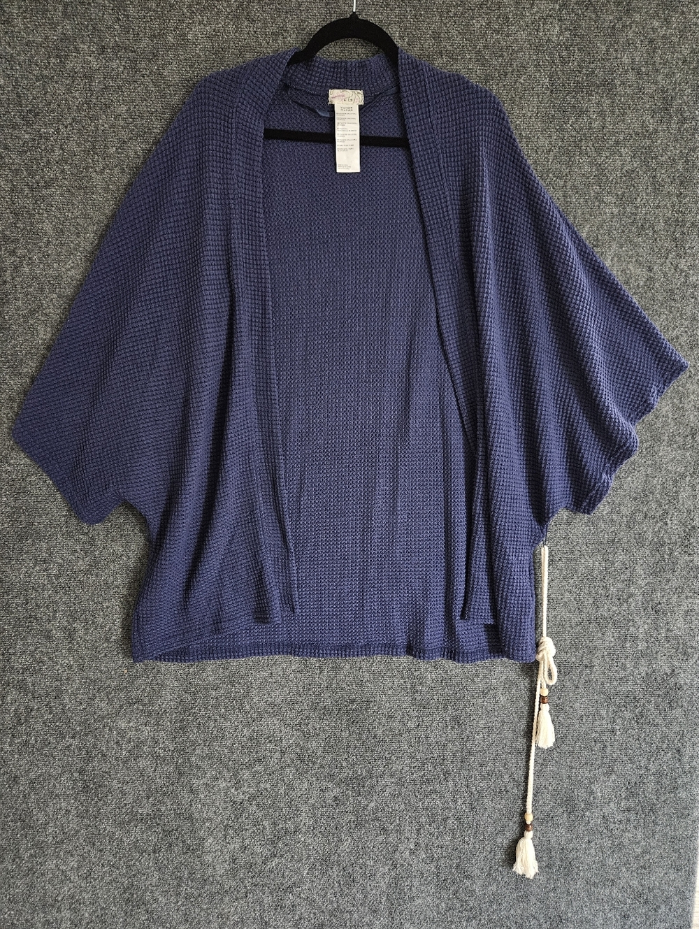 Free People Caravan Waffle Knit Blue Kimono